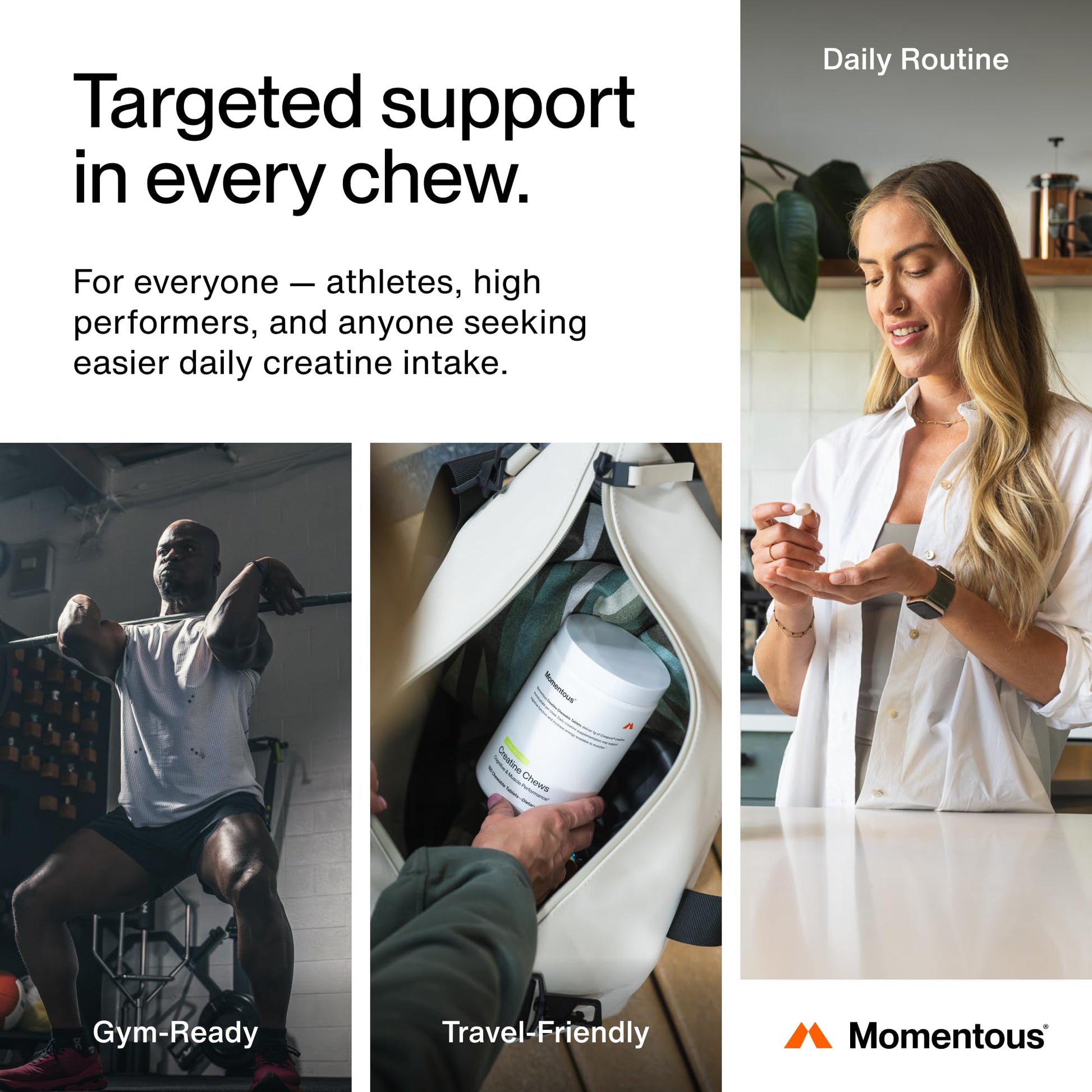 Momentous Creatine Chews - Creatine Monohydrate - Supports Strength, Lean Muscle, & Recovery for Men & Women - NSF Certified for Sport - 150 Chewable Tablets - Lemon Lime - PrimeBioHealth - canada supplements