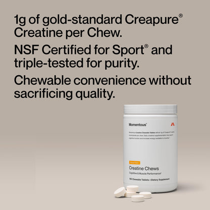 Momentous Creatine Chews - Creatine Monohydrate - Supports Strength, Lean Muscle, & Recovery for Men & Women - NSF Certified for Sport - 150 Chewable Tablets - Lemon Lime - PrimeBioHealth - canada supplements