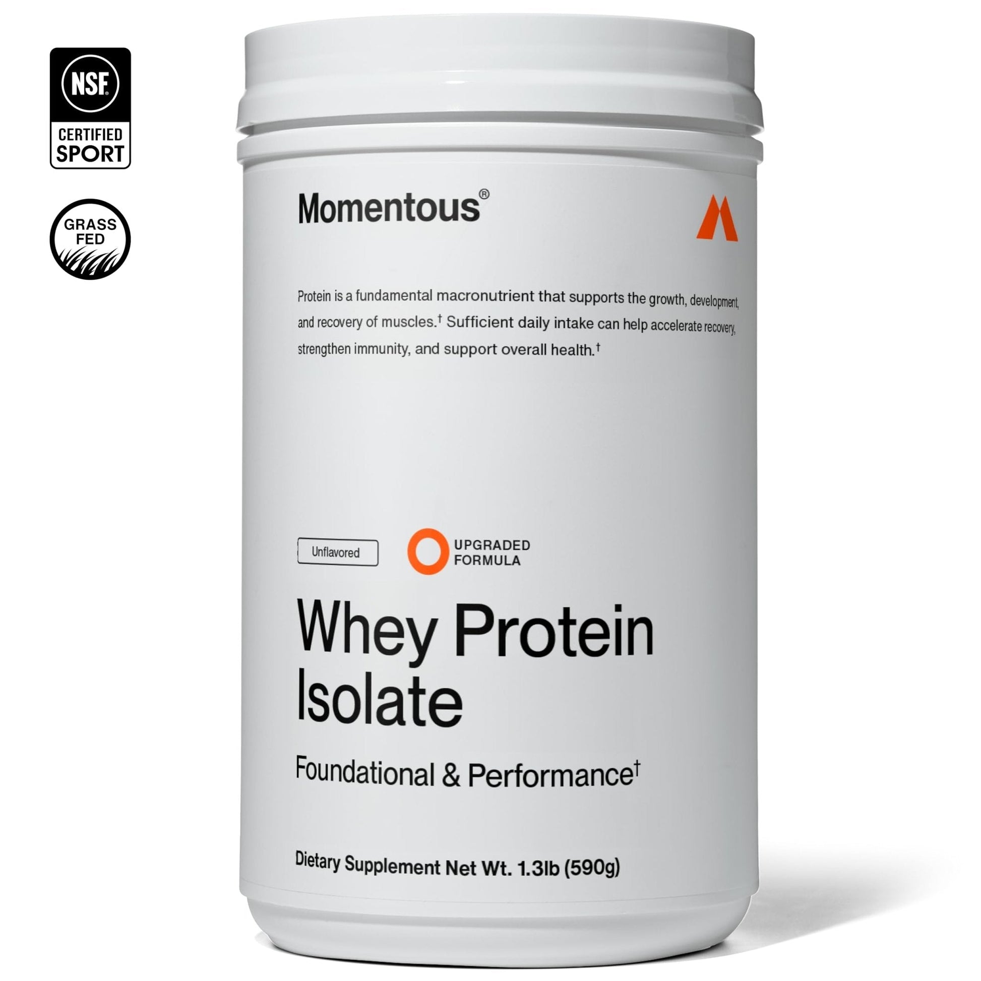 Momentous Essential Grass-Fed Whey Protein Powder - 20 g Whey Isolate Protein - NSF Certified for Sport - Gluten-Free - 25 Servings for Essential Everyday Use - Unflavored - Package May Vary - PrimeBioHealth - canada supplements