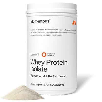 Momentous Essential Grass-Fed Whey Protein Powder - 20 g Whey Isolate Protein - NSF Certified for Sport - Gluten-Free - 25 Servings for Essential Everyday Use - Unflavored - Package May Vary - PrimeBioHealth - canada supplements