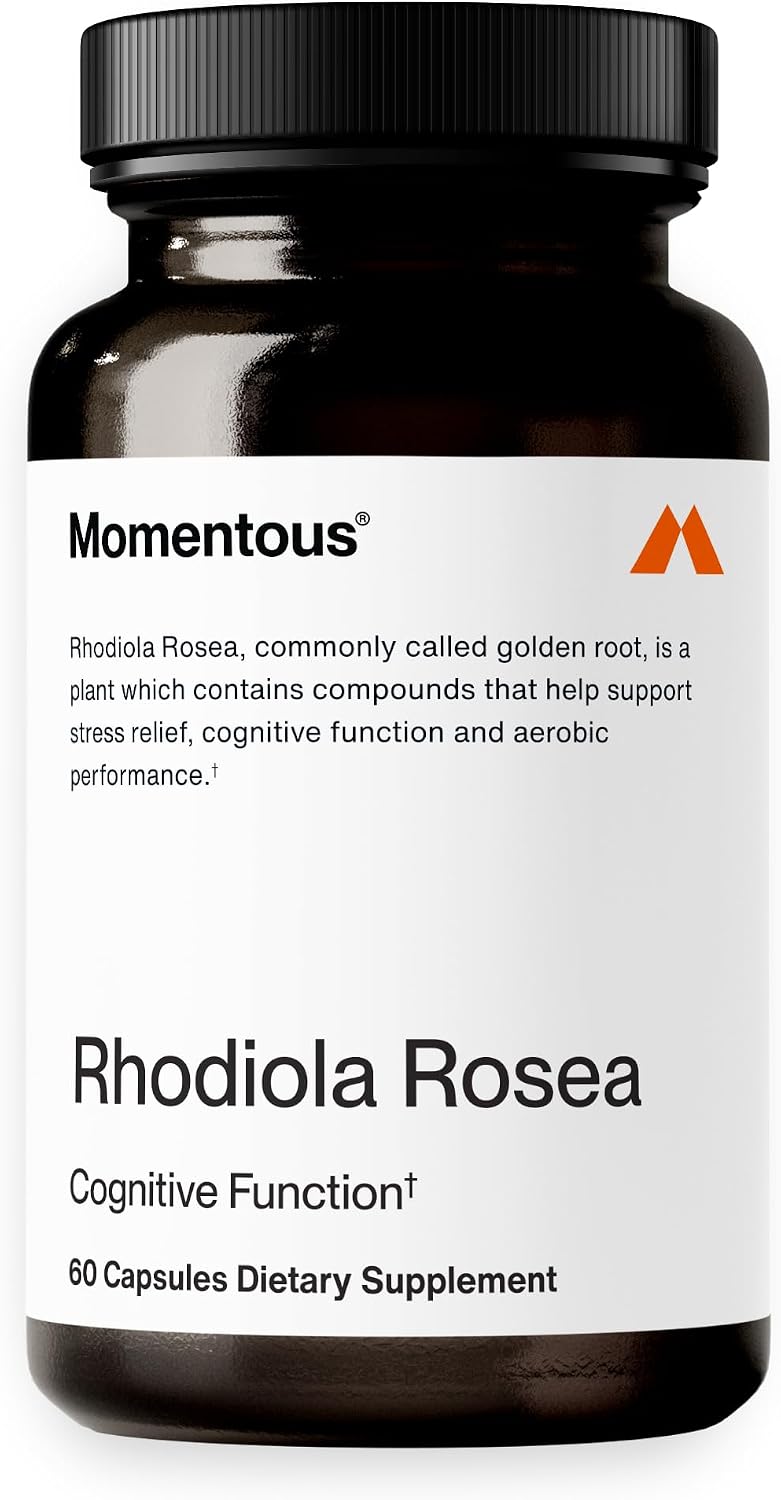 Momentous Rhodiola Rosea Supplement - Adaptogen Supplement for Cognition, Fatigue, & Stress Support - Rhodiola Rosea Root Extract - NSF Certified for Sport - GMO- & Gluten-Free - Vegan - 60 Servings - PrimeBioHealth - canada supplements
