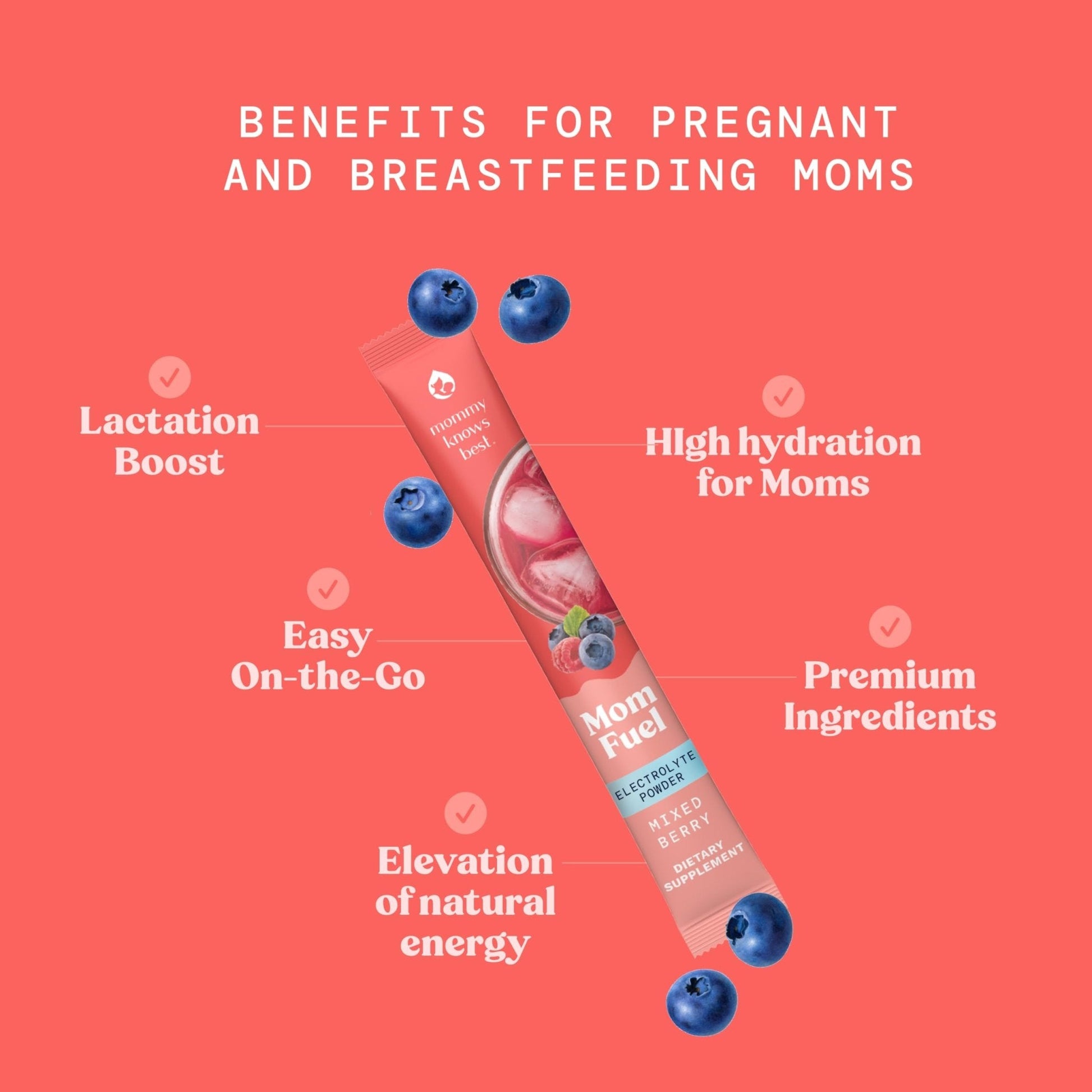 Mommy Knows Best Mom Fuel Electrolyte Drink Mix for Moms, Hydration Support - for Pregnancy, Prenatal, Electrolytes + Trace Minerals, Lactation Drink Mix Supplement (32 Count) - PrimeBioHealth - canada supplements