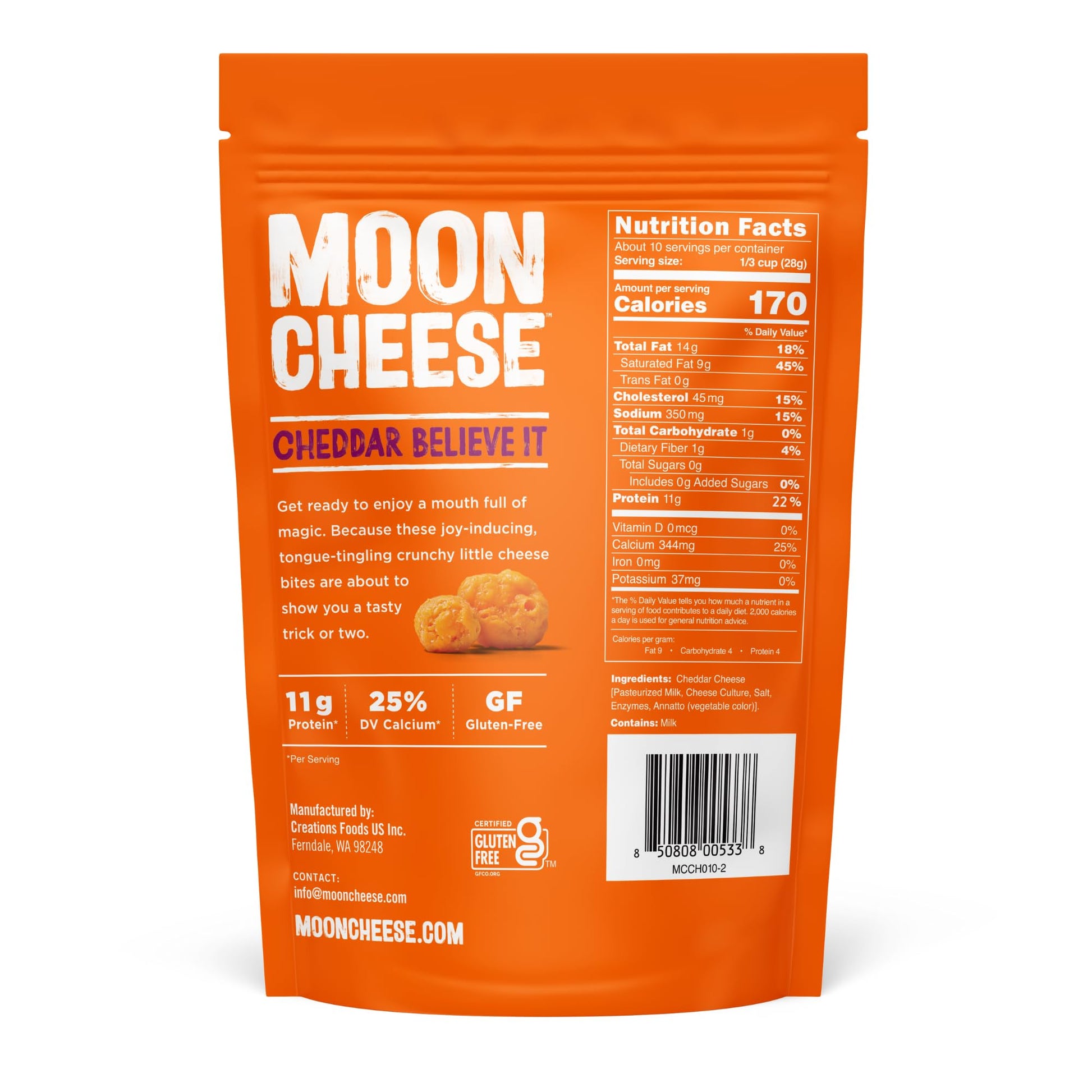 Moon Cheese Cheddar Believe It, 10 Ounce, 2-Pack, Crunchy, Protein-Rich Cheese Snack, Keto Friendly, 100% Real Cheese - PrimeBioHealth - canada supplements