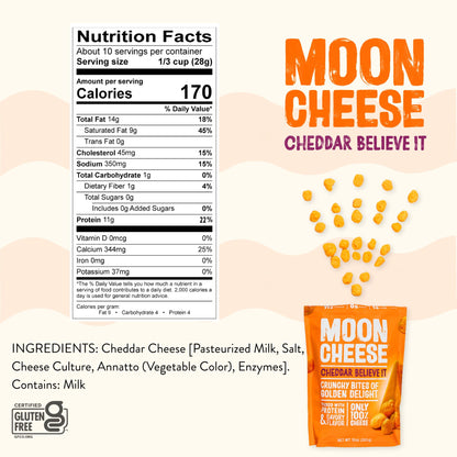 Moon Cheese Cheddar Believe It, 10 Ounce, 2-Pack, Crunchy, Protein-Rich Cheese Snack, Keto Friendly, 100% Real Cheese - PrimeBioHealth - canada supplements