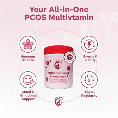 Mr Ros PCOS Multivitamin for Women – Happy Hormones Formula – Myo & D-Chiro Inositol 40:1, Omega-3, Vitamin D3, Zinc & Magnesium - PrimeBioHealth - canada supplements
