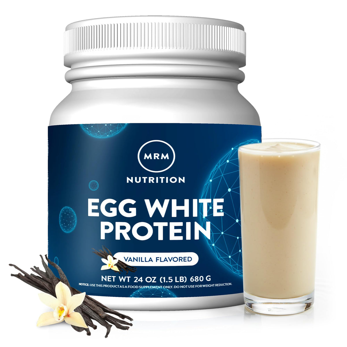 MRM Nutrition Egg White Protein - Sugar Free Vanilla Flavored Powder, 23g Fat-Free Protein with Digestive Enzymes, Free of Dairy, Gluten, and Soy, High Biological Value - 20 Servings - PrimeBioHealth - canada supplements