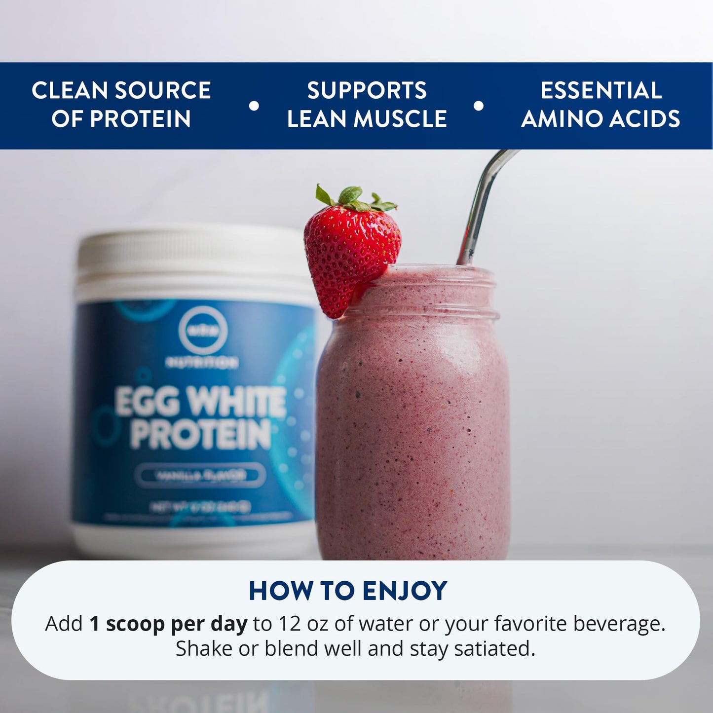 MRM Nutrition Egg White Protein - Sugar Free Vanilla Flavored Powder, 23g Fat-Free Protein with Digestive Enzymes, Free of Dairy, Gluten, and Soy, High Biological Value - 20 Servings - PrimeBioHealth - canada supplements