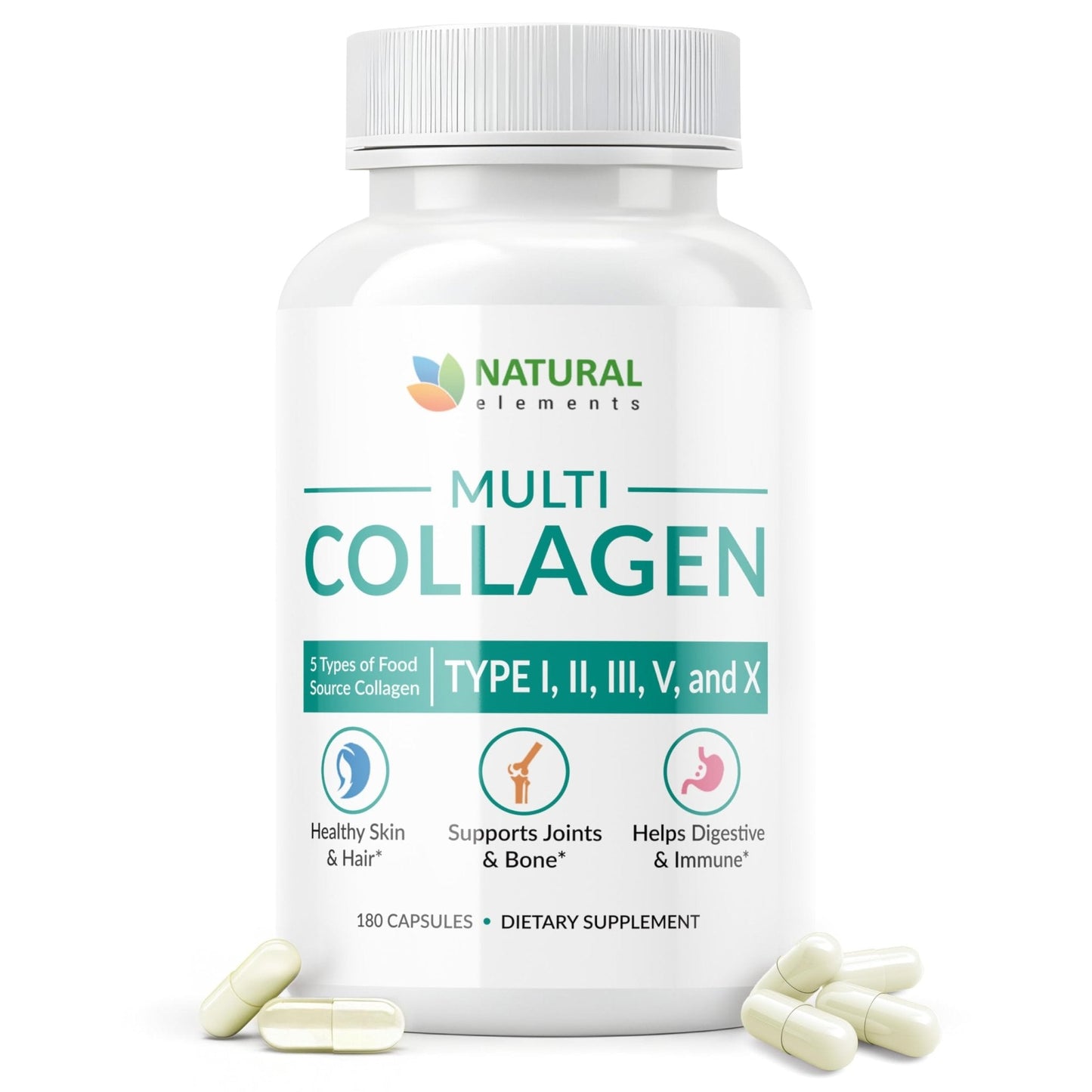 Multi Collagen 180 Protein Capsules - Type I, II, III, V, X Collagen Pills - Proprietary Blend of Eggshell, Chicken, Wild Fish & Grass-Fed - PrimeBioHealth - canada supplements