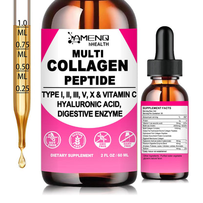 Multi Collagen Peptides Liquid Drops for Women & Men, Hydrolyzed Collagen Peptides Type - PrimeBioHealth - canada supplements