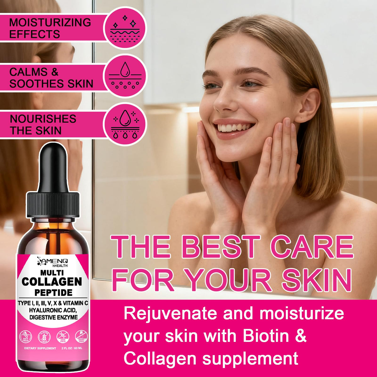 Multi Collagen Peptides Liquid Drops for Women & Men, Hydrolyzed Collagen Peptides Type - PrimeBioHealth - canada supplements