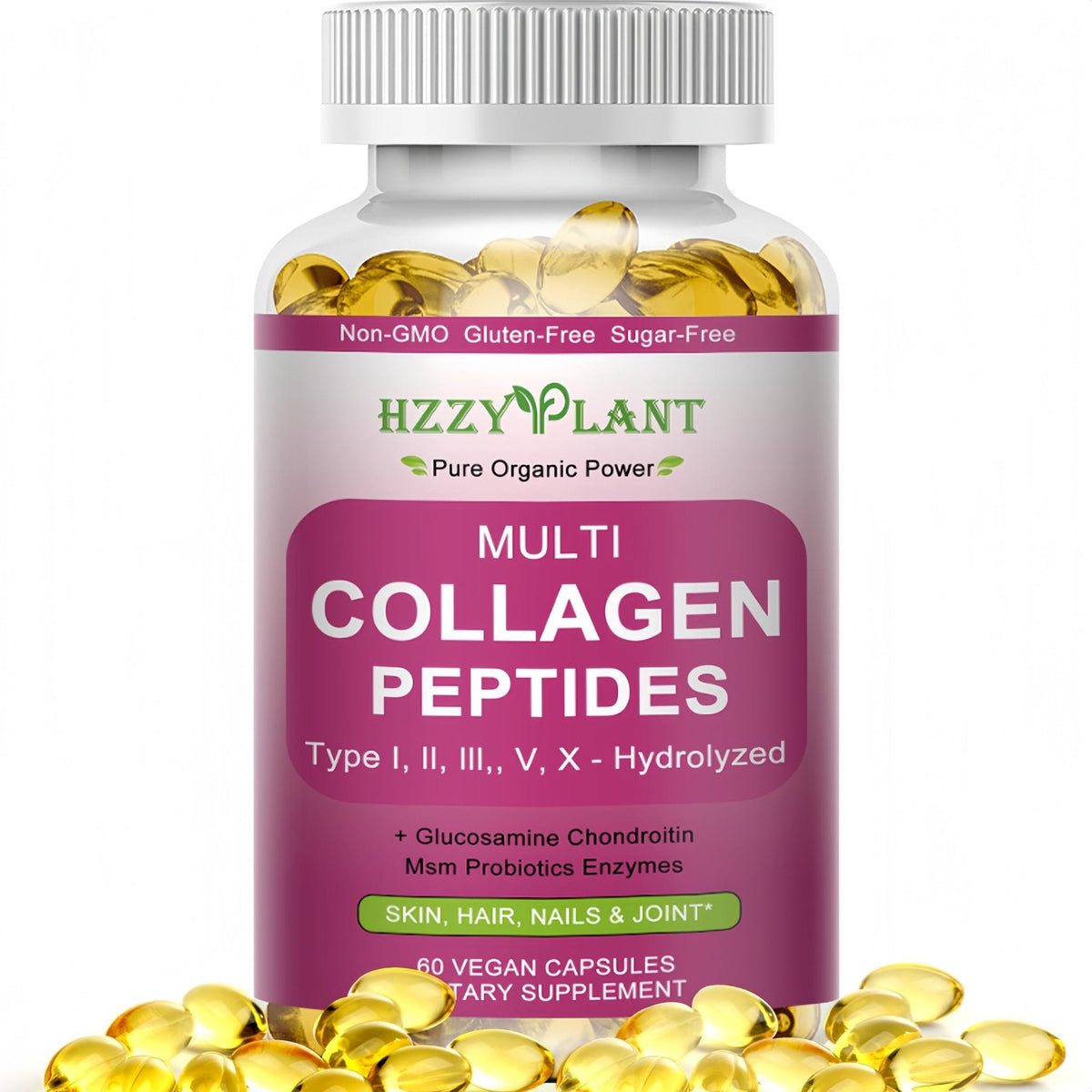 Multi Collagen Peptides Softgel - Type I, II, III, V, X - Hydrolyzed Collagen Peptides with Biotin Vitamin C Hyaluronic Acid for Women & Men, Supports Skin Hair Nail & Joint, Non-GMO, 60 Servings - PrimeBioHealth - canada supplements