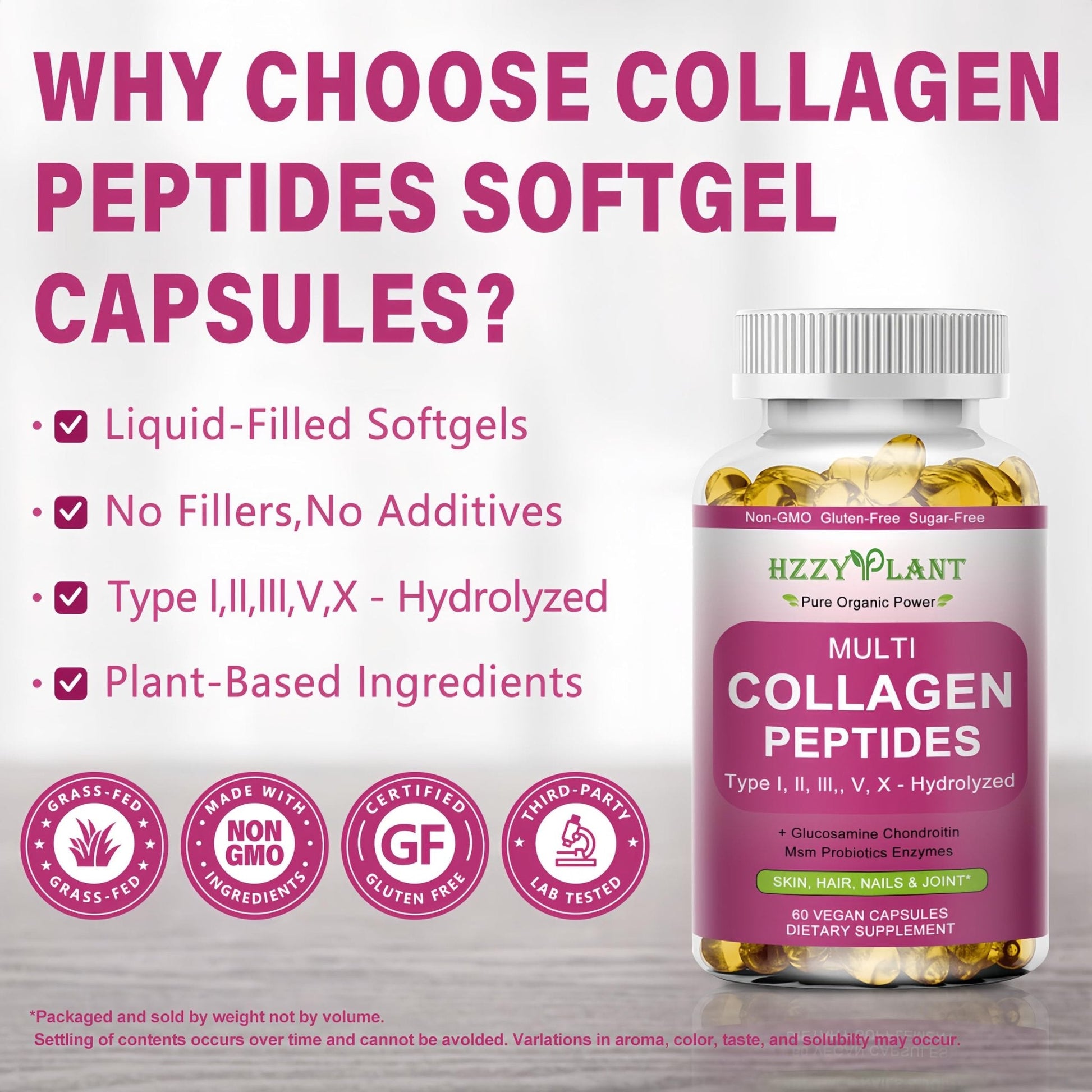 Multi Collagen Peptides Softgel - Type I, II, III, V, X - Hydrolyzed Collagen Peptides with Biotin Vitamin C Hyaluronic Acid for Women & Men, Supports Skin Hair Nail & Joint, Non-GMO, 60 Servings - PrimeBioHealth - canada supplements