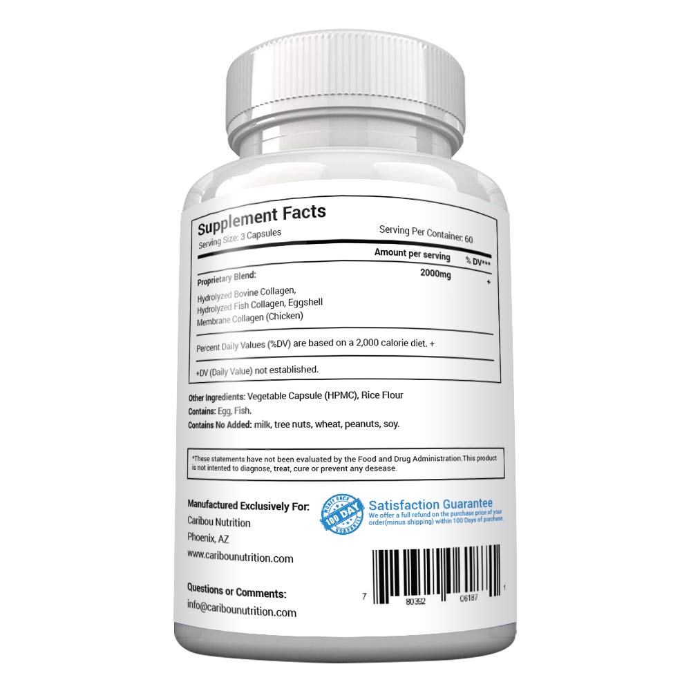 Multi Collagen Pills - 180 Collagen Pills - Type I, II, III, V & X Collagen Capsules - Unique Blend of Collagen Peptides Capsules - Wild Fish, Eggshell, - PrimeBioHealth - canada supplements