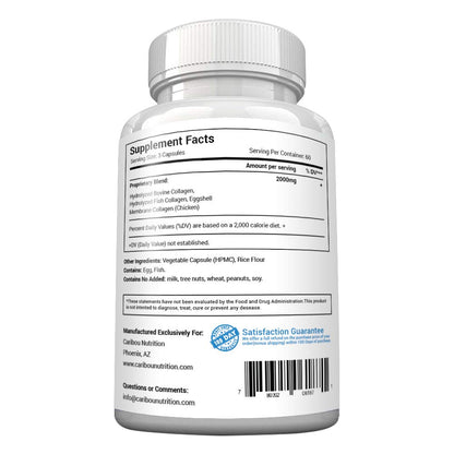 Multi Collagen Pills - 180 Collagen Pills - Type I, II, III, V & X Collagen Capsules - Unique Blend of Collagen Peptides Capsules - Wild Fish, Eggshell, - PrimeBioHealth - canada supplements