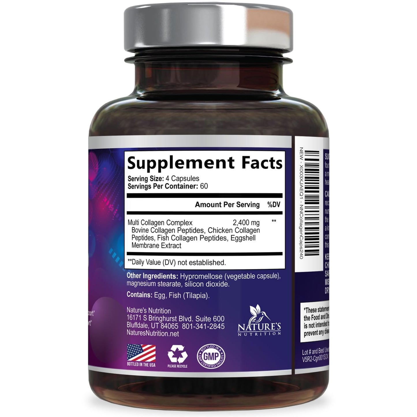 Multi Collagen Pills - Multi Collagen Complex 2400 mg Per Serving - Types I, II, III, V, X - Hydrolyzed Collagen Peptides Supplement - Hair, Skin & Nail Support - PrimeBioHealth - canada supplements