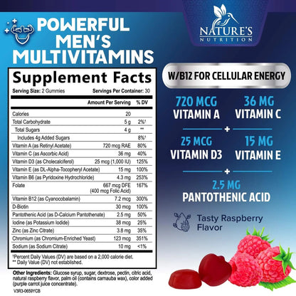 Multivitamin for Men - Complete Daily Mens Multivitamin Gummies with Vitamin D, B Vitamins, Zinc & More - Energy, Memory, Focus & Immune Health Support - PrimeBioHealth - canada supplements
