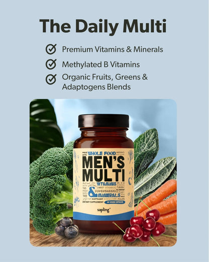 Multivitamin for Men - Daily Men’s Multivitamin - Methylated B Complex with Whole Food Ingredients, Vitamin B12, Folate - PrimeBioHealth - canada supplements