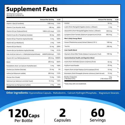 Multivitamin for Men - Methylated Multivitamin Supports Energy & Metabolism, Liver & Digestive*, Daily Men's Vitamins - PrimeBioHealth - canada supplements