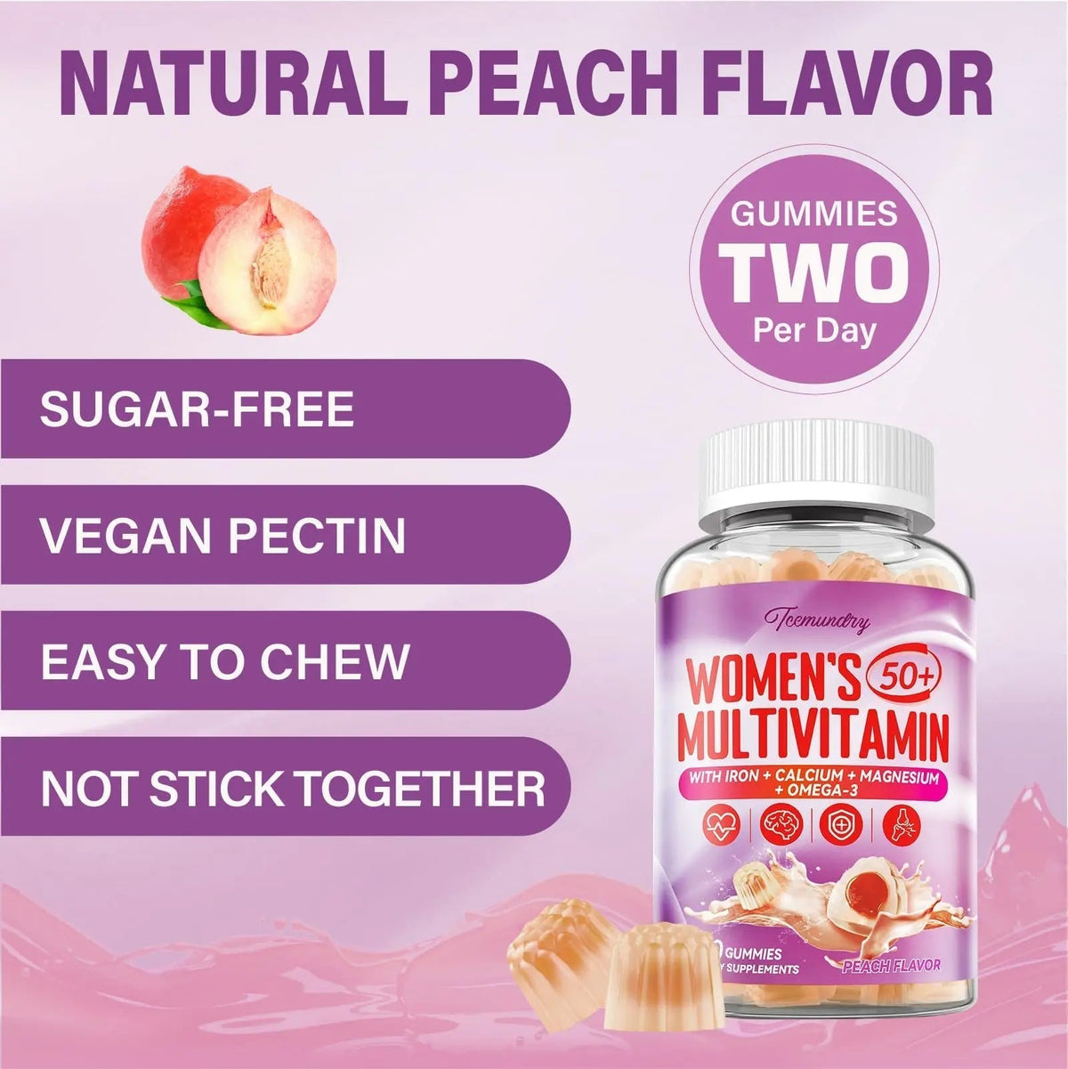 Multivitamin Gummies for Women 50 Plus - with Omega 3, Coenzyme Q10, Iron, Calcium, Zinc, Vitamin A, C, D3, E, K2, B Complex, Folate - PrimeBioHealth - canada supplements