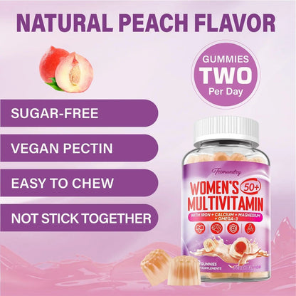 Multivitamin Gummies for Women 50 Plus - with Omega 3, Coenzyme Q10, Iron, Calcium, Zinc, Vitamin A, C, D3, E, K2, B Complex, Folate - PrimeBioHealth - canada supplements
