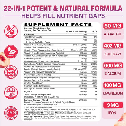 Multivitamin Gummies for Women 50 Plus - with Omega 3, Coenzyme Q10, Iron, Calcium, Zinc, Vitamin A, C, D3, E, K2, B Complex, Folate - PrimeBioHealth - canada supplements