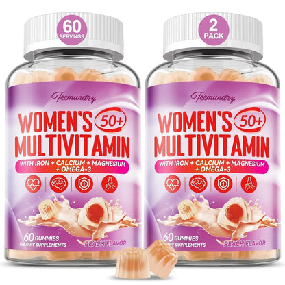 Multivitamin Gummies for Women 50 Plus - with Omega 3, Coenzyme Q10, Iron, Calcium, Zinc, Vitamin A, C, D3, E, K2, B Complex, Folate - PrimeBioHealth - canada supplements
