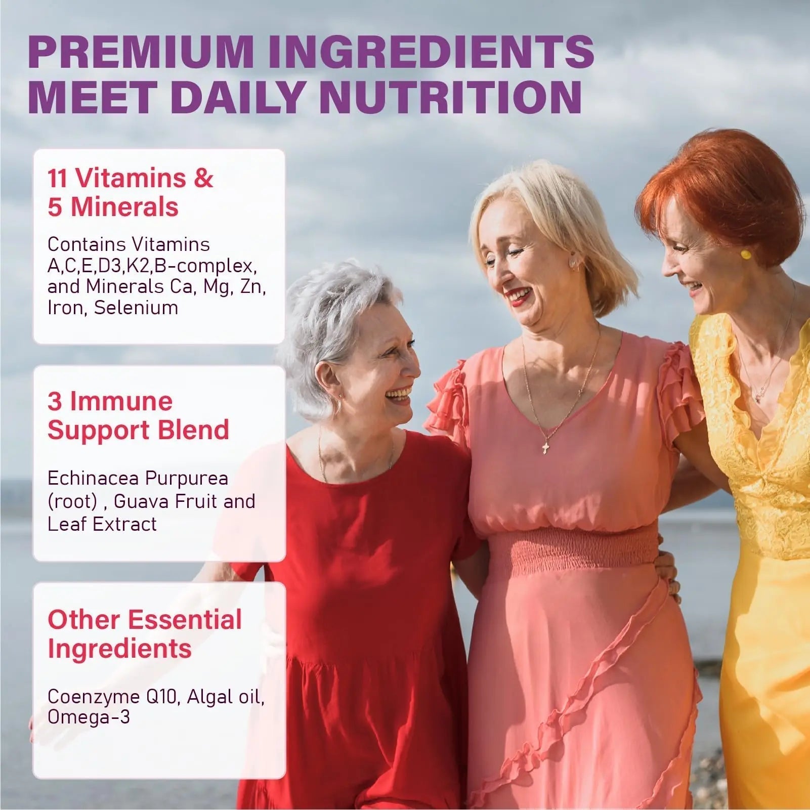 Multivitamin Gummies for Women 50 Plus - with Omega 3, Coenzyme Q10, Iron, Calcium, Zinc, Vitamin A, C, D3, E, K2, B Complex, Folate - PrimeBioHealth - canada supplements