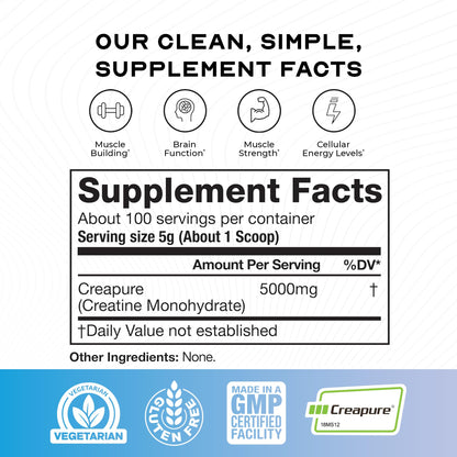 Muscle Feast Creapure Creatine Monohydrate Powder, Vegan Keto Friendly Gluten-Free, Mass Gainer, Muscle Recovery Supplement and Trusted Creatine for Muscle Growth, - PrimeBioHealth - canada supplements