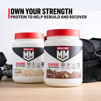 Muscle Milk Genuine Protein Powder, Vanilla Crème, 1.93 Pounds, 12 Servings, 32g Protein, 2g Sugar, Calcium, Vitamins A, C & D, NSF Certified for Sport, Energizing Snack, Packaging May Vary - PrimeBioHealth - canada supplements