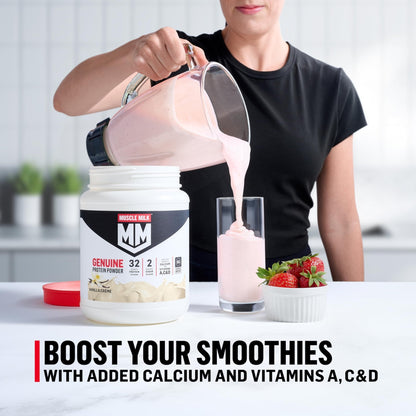 Muscle Milk Genuine Protein Powder, Vanilla Crème, 1.93 Pounds, 12 Servings, 32g Protein, 2g Sugar, Calcium, Vitamins A, C & D, NSF Certified for Sport, Energizing Snack, Packaging May Vary - PrimeBioHealth - canada supplements