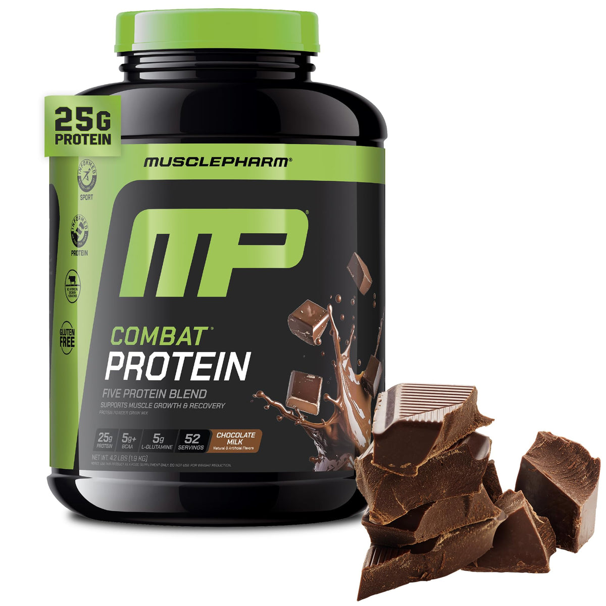 MusclePharm Combat Protein Powder, Chocolate Milk Flavor, Fuels Muscles for Productive Workouts, 5 Protein Sources including Whey Protein Isolate & Egg Albumin, Gluten Free, 4.2 lb, 52 Servings - PrimeBioHealth - canada supplements