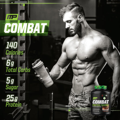 MusclePharm Combat Protein Powder, Chocolate Milk Flavor, Fuels Muscles for Productive Workouts, 5 Protein Sources including Whey Protein Isolate & Egg Albumin, Gluten Free, 4.2 lb, 52 Servings - PrimeBioHealth - canada supplements