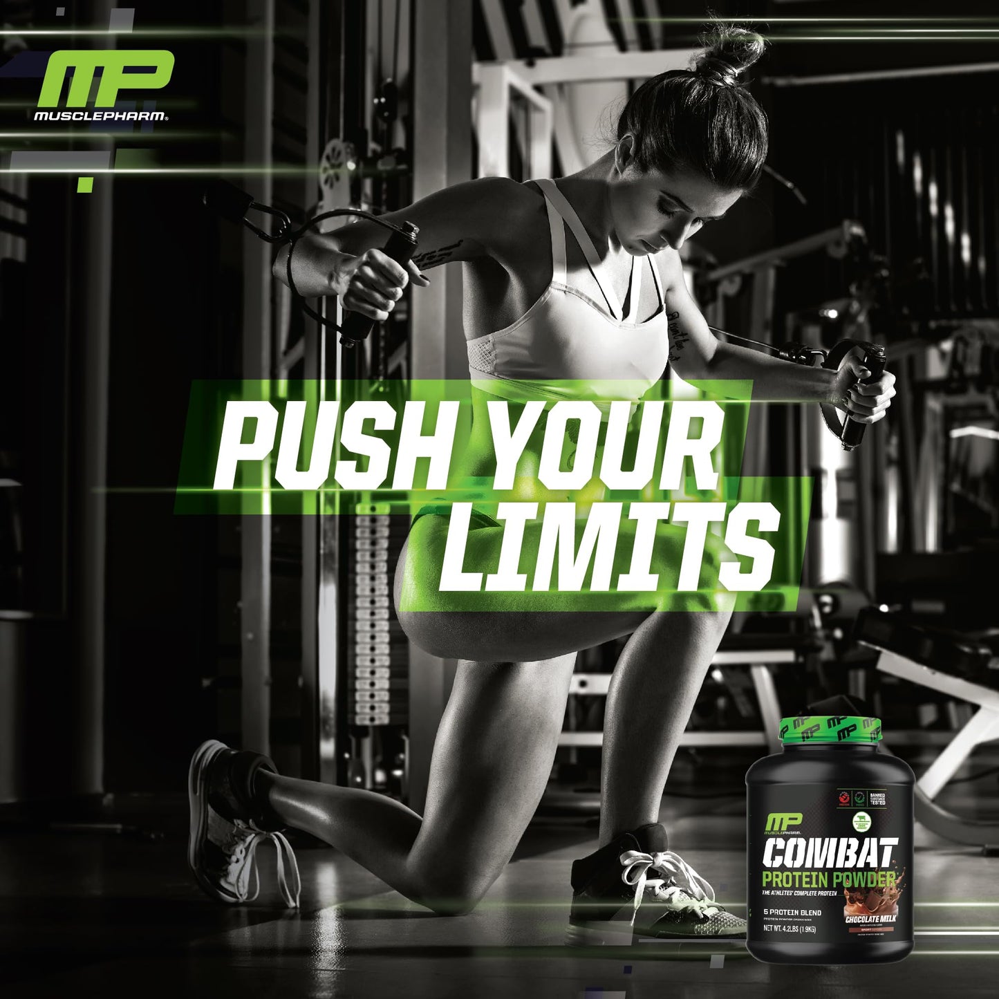 MusclePharm Combat Protein Powder, Chocolate Milk Flavor, Fuels Muscles for Productive Workouts, 5 Protein Sources including Whey Protein Isolate & Egg Albumin, Gluten Free, 4.2 lb, 52 Servings - PrimeBioHealth - canada supplements