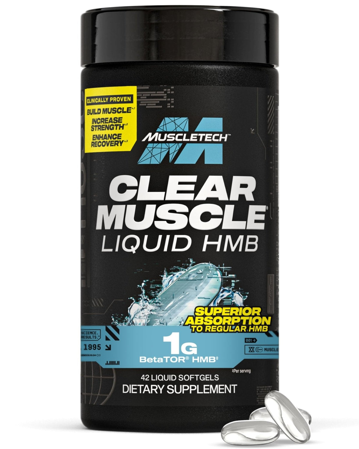 Muscletech HMB Supplements 1000mg, Clear Muscle (42 Liquid Softgels) - Highest Grade HMB for Lean Muscle & Recovery-HMB Free Acid Muscle Supplement-Help Decrease - PrimeBioHealth - canada supplements