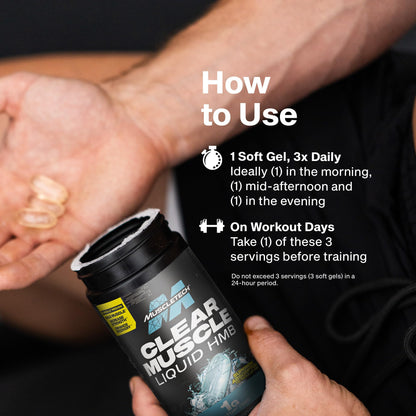 Muscletech HMB Supplements 1000mg, Clear Muscle (42 Liquid Softgels) - Highest Grade HMB for Lean Muscle & Recovery-HMB Free Acid Muscle Supplement-Help Decrease - PrimeBioHealth - canada supplements