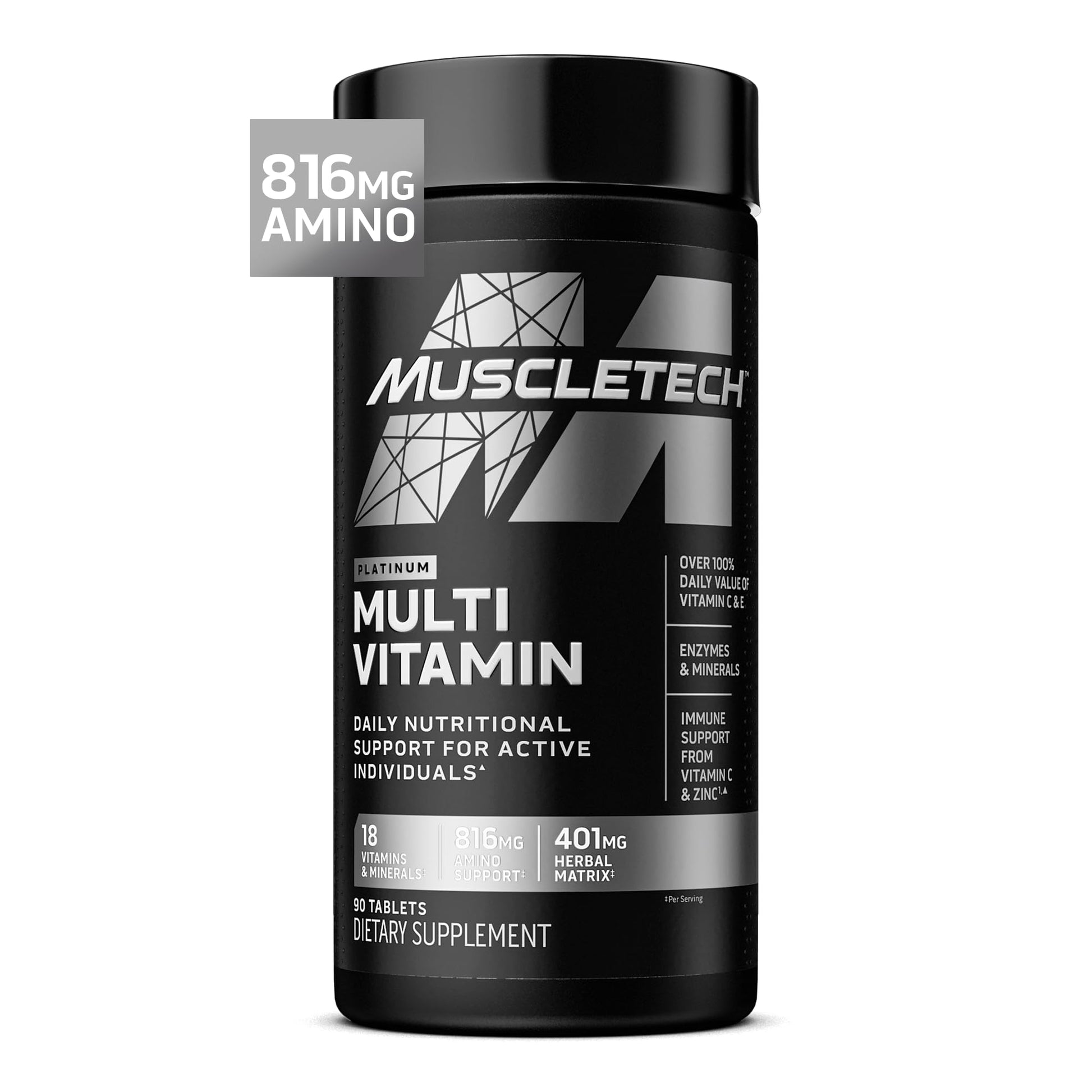 MuscleTech Platinum Multivitamins for Men & Women - Multi-Vitamin Supplement for Immune Support - 18 Vitamins & Minerals, Vitamin A C D E B6 B12 - PrimeBioHealth - canada supplements