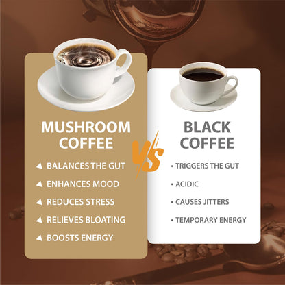 Mushroom Coffee, Instant Mushroom Coffee with Cordyceps, Reishi, King Trumpet, Shiitake, Turkey Tail, Lions Mane for Energy - PrimeBioHealth - canada supplements