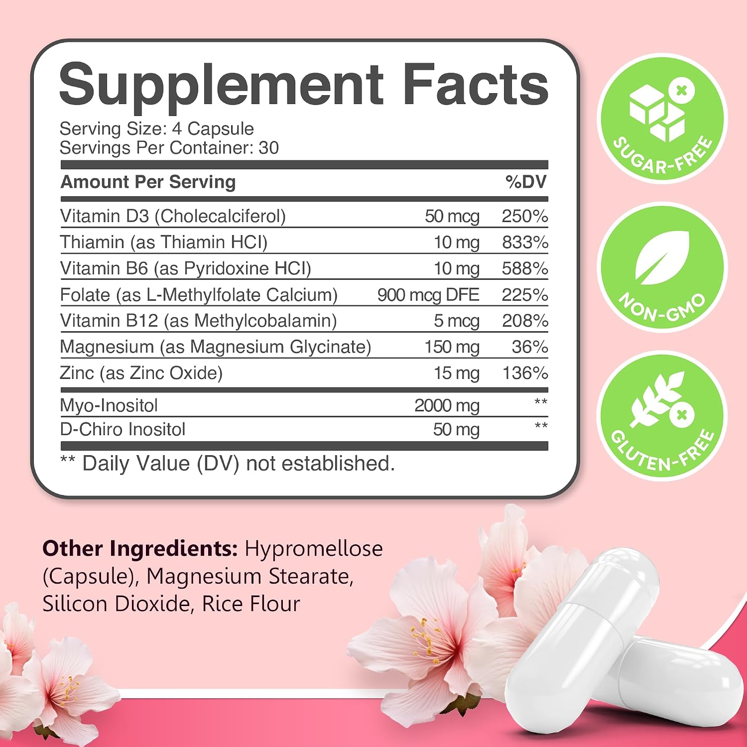 Myo-Inositol & D-Chiro Inositol Supplement for Women 120ct Ideal 40:1 Ratio - PrimeBioHealth - canada supplements