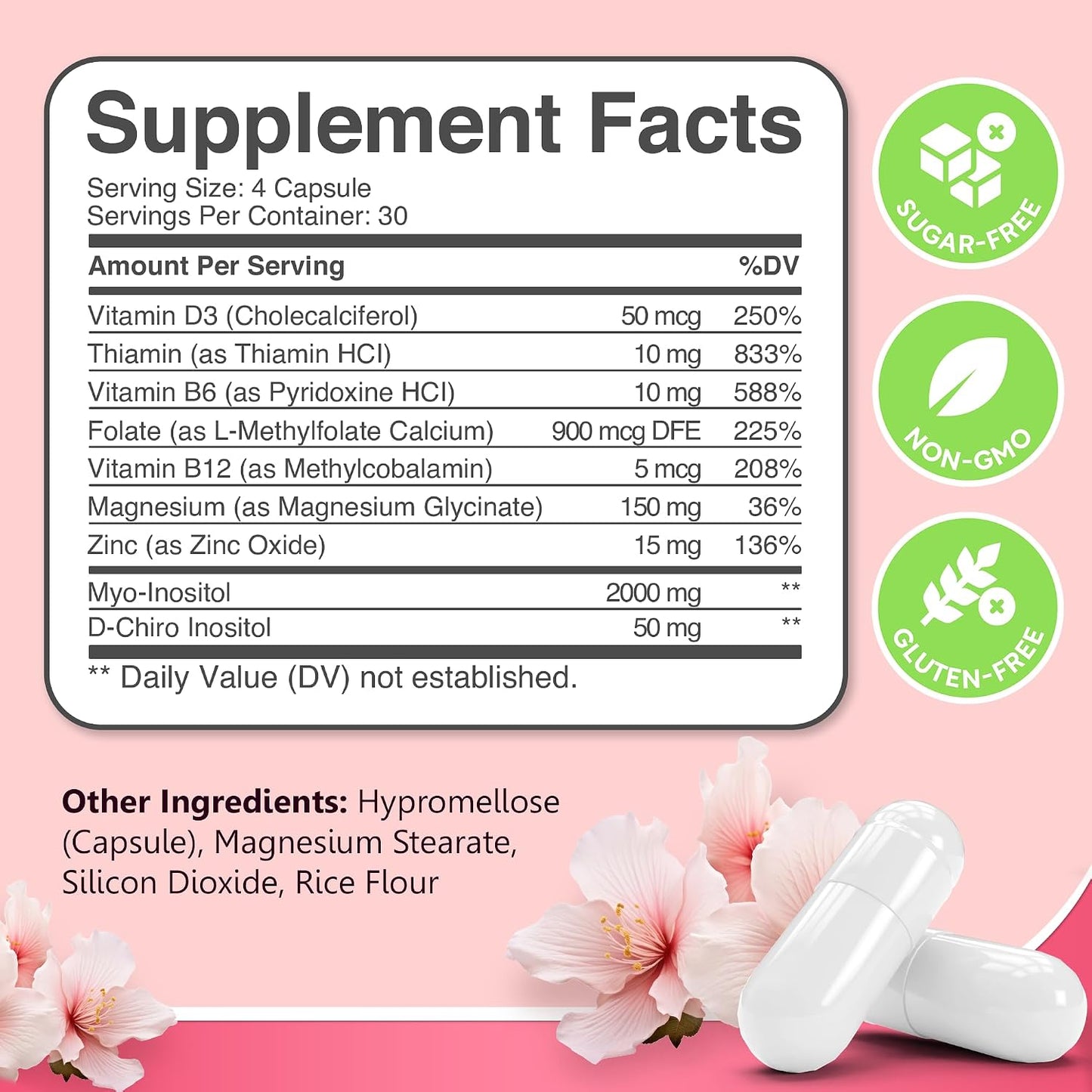 Myo-Inositol & D-Chiro Inositol Supplement for Women 240ct Ideal 40:1 Ratio - PrimeBioHealth - canada supplements