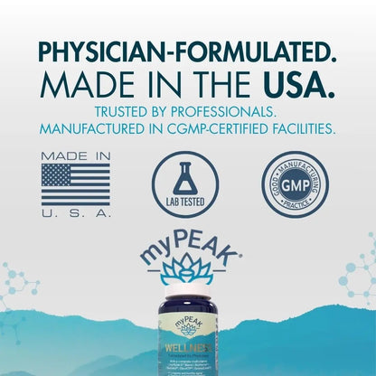myPEAK Wellness Award-Winning Vegan Multivitamin with ElevATP Ancient Peat Extract, Natural Astaxanthin, Iron, Resveratrol and Alpha GPC - PrimeBioHealth - canada supplements