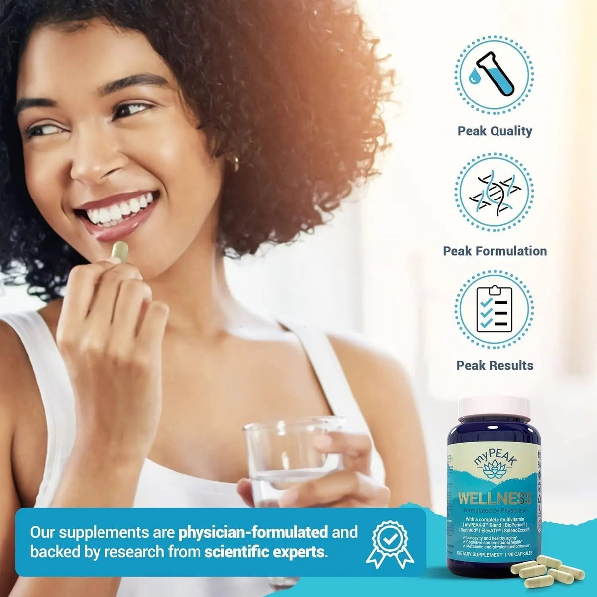 myPEAK Wellness Award-Winning Vegan Multivitamin with ElevATP Ancient Peat Extract, Natural Astaxanthin, Iron, Resveratrol and Alpha GPC - PrimeBioHealth - canada supplements