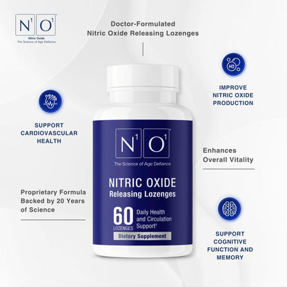 N1O1 Nitric Oxide Lozenges - 60 Count - Nitric Oxide Supplement for Heart Health, Circulation, Energy, Blood Flow, Oxygenation, Healthy Blood Pressure - PrimeBioHealth - canada supplements