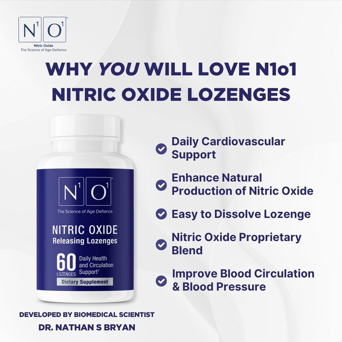 N1O1 Nitric Oxide Lozenges - 60 Count - Nitric Oxide Supplement for Heart Health, Circulation, Energy, Blood Flow, Oxygenation, Healthy Blood Pressure - PrimeBioHealth - canada supplements