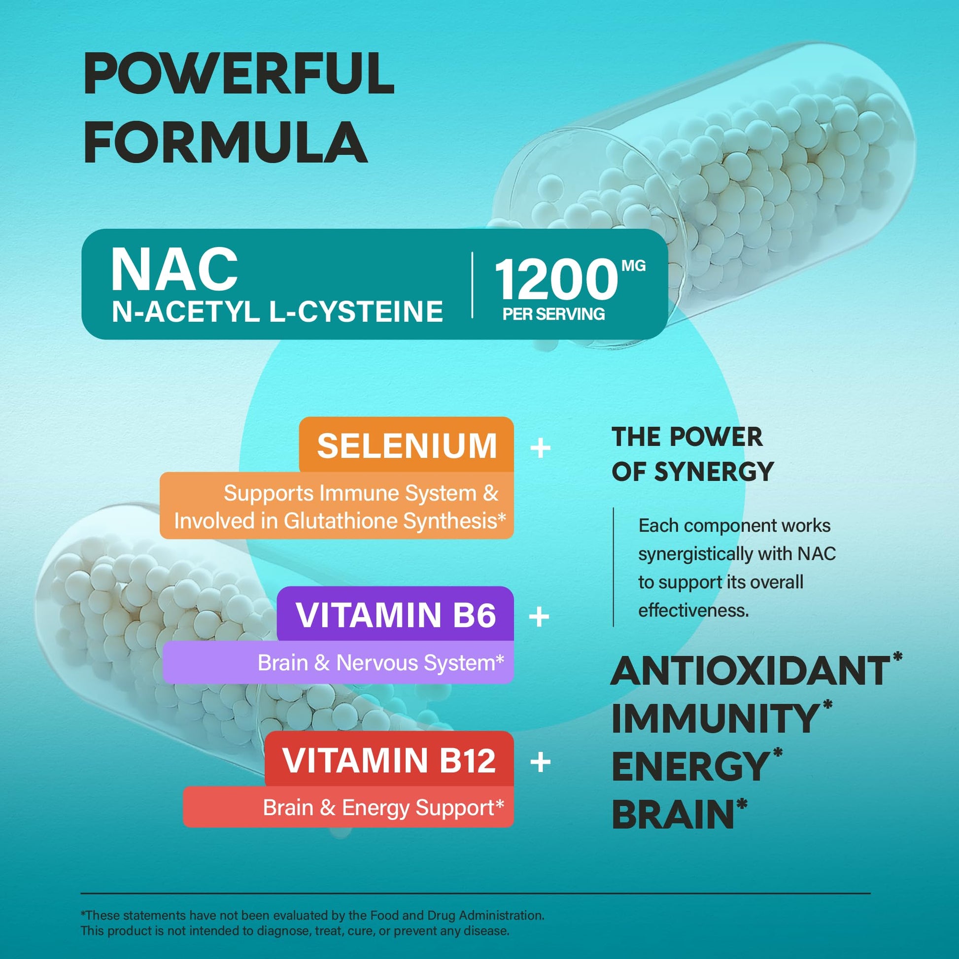 NAC Supplement | Selenium | B6 | B12 - Antioxidant, Immune Support - N Acetyl Cysteine 600 mg per Capsule, 1200 mg per Serving - Made in USA - Non-GMO, Gluten-Free - PrimeBioHealth - canada supplements