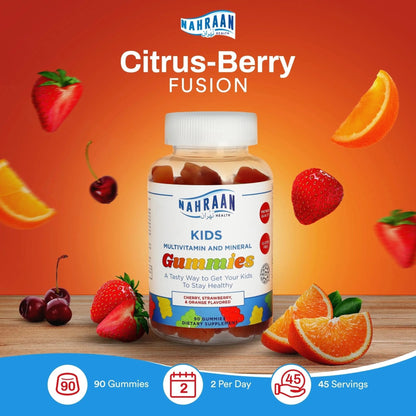 NAHRAAN HEALTH Halal Vitamins for Kids - Halal Multivitamins for Kids Vitamin A, C, D, E, B6, B12 - Non-GMO Vegetarian, Halal Gummies - 90 Count - PrimeBioHealth - canada supplements