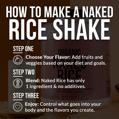 NAKED Rice 1Lb - Organic Brown Rice Protein Powder - Vegan Protein Powder, GMO Free, Gluten Free & Soy Free. Plant-Based Protein, - PrimeBioHealth - canada supplements