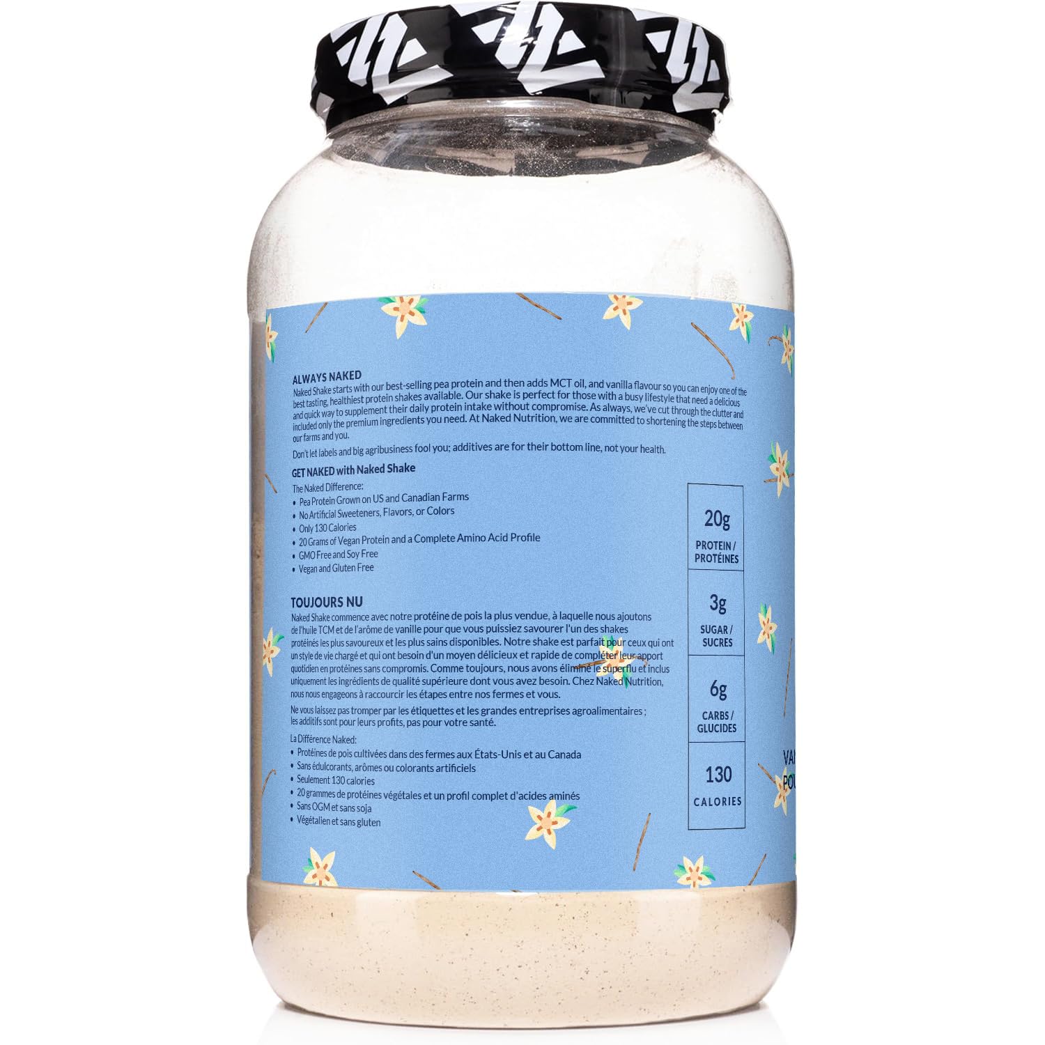 NAKED Shake - Vanilla Protein Powder - Plant Based Protein Shake with Mct Oil, NSF Certified, Gluten-Free, Soy-Free, No Gmos Or Artificial Sweeteners - 30 Servings - PrimeBioHealth - canada supplements