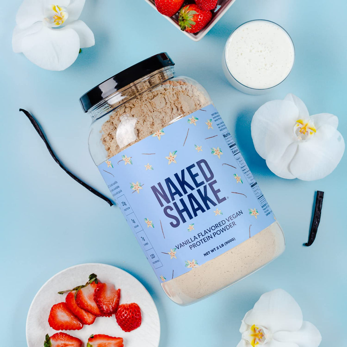 NAKED Shake - Vanilla Protein Powder - Plant Based Protein Shake with Mct Oil, NSF Certified, Gluten-Free, Soy-Free, No Gmos Or Artificial Sweeteners - 30 Servings - PrimeBioHealth - canada supplements