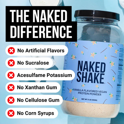 NAKED Shake - Vanilla Protein Powder - Plant Based Protein Shake with Mct Oil, NSF Certified, Gluten-Free, Soy-Free, No Gmos Or Artificial Sweeteners - 30 Servings - PrimeBioHealth - canada supplements
