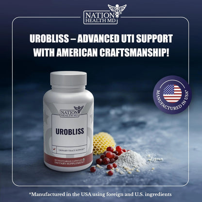 NATION HEALTH MD UroBliss Formula for Urinary Tract Support - D Mannose 1000mg Capsules with Cranberry Extract for Feminine Care and UTI-Health, 60 Capsules - PrimeBioHealth - canada supplements